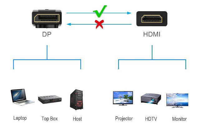 a diagram showing how Nippon Labs DP-HDMI cable works
