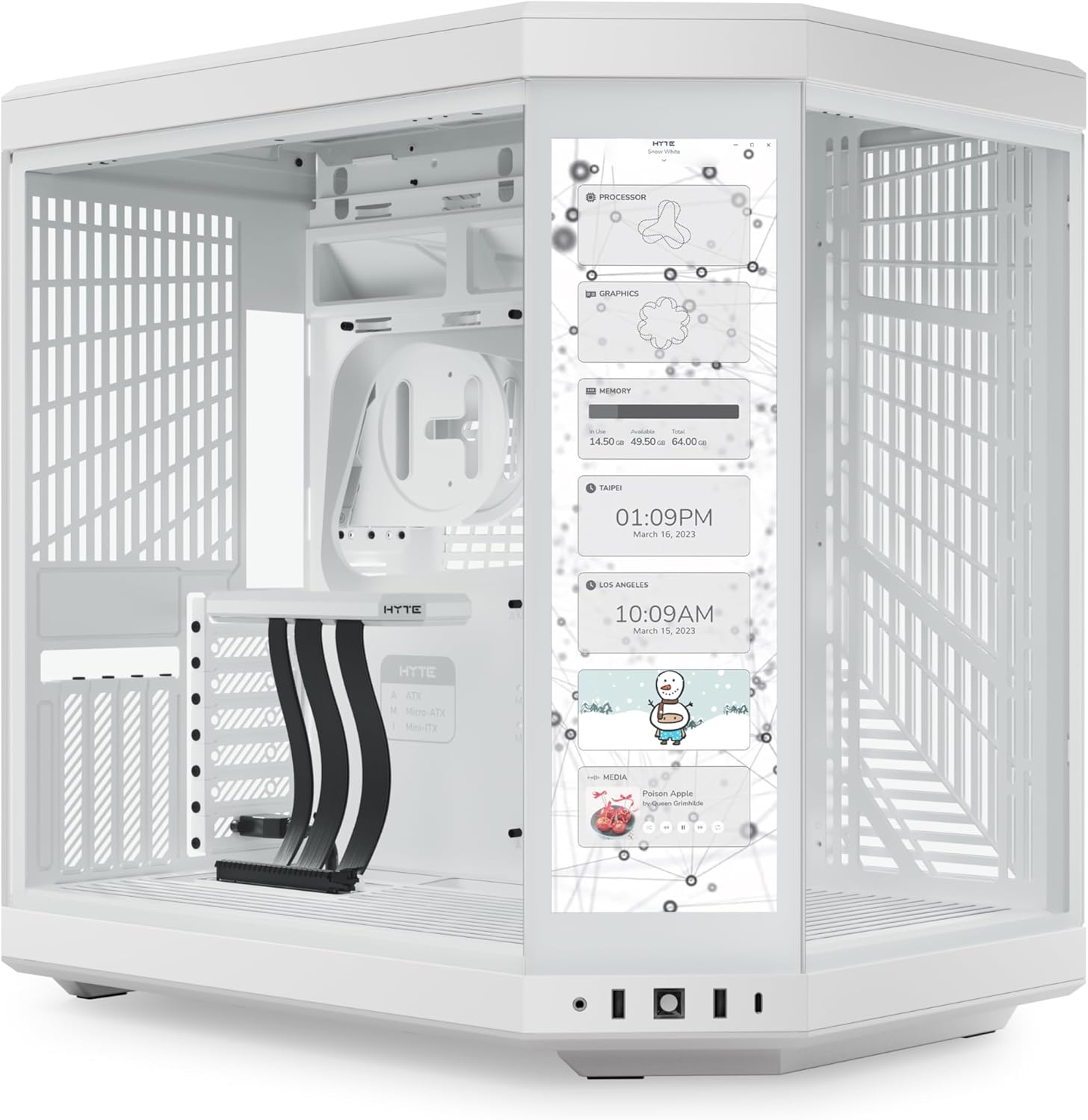 Hyte Y70 Touch Mid Tower ATX PC Case Touch Display, White CS