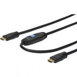 Digitus HDMI High Speed with Ethernet connection cable, with amplifier, type A, w/ amp. M/M, 15.0m, w/Ethernet, Ultra HD 24p, CE, gold, bl