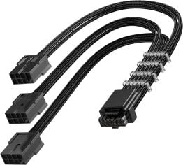 AsiaHorse 16AWG PCI-e 5.0 12VHPWR PSU Cable Extension, 600W 12+4 Pin Male to PCIE 3x8 Pin(6+2) Female PC Cable Extension - PCIE5.0(12+4)