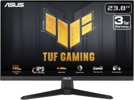 ASUS TUF Gaming VG249QE5A Monitor, 24" IPS Display, FHD Resolution, 146Hz Refresh Rate, 1ms (MPRT) Response Time, Adaptive-Sync, Extreme Low Motion Blur, 16.7m Color Display, Black - 90LM0BH0-B01171