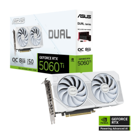 Asus GeForce RTX 5060 Ti Dual OC 8GB GDDR7 PCI-Express Graphics Card - White - 90YV0MP5-M0NA00
