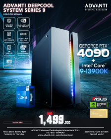 ADVANTI Deep Cool System Series 9: Intel I9-13900K, NVIDIA GeForce RTX 4090 24GB, 32 GB DDR5 RAM, 2TB M.2 SSD, 1200W Power Supply - 1 Year Warranty - ADVSYS 20021