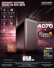 ADVANTI Systems Series R5 with RTX4070: AMD Ryzen™ 5 7600X, NVIDIA GeForce RTX 4070 12GB, 32GB DDR5 RAM, 1TB M.2 SSD, 850W PSU - One Year Warranty-ADVSYS-PC-223-R54070-01