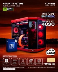 ADVANTI System Red Killer: INTEL i9-14900K, NVIDIA GeForce RTX4090 OC 24GB,128GB DDR5 RGB RAM,6TB NVME SSD,1200W PSU-ONE YEAR WARRANTY-ADVSYS 29700