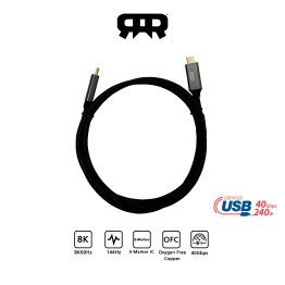 RANSOR Premium Type C to C 1M/3ft USB4 240W 40Gbps - Black Cable - RNSR-CBL-U4-1M