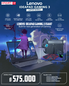 Lenovo Laptop Bundle: Lenovo IdeaPad Gaming 3 15IAH7 15.6" 120Hz Laptop - Core i7-12650H - 16GB RAM - 512GB SSD - RTX 3060 6GB - DOS (Onyx Grey), FREE Lenovo Laptop Bag, Fantech MP44, Fantech X9, Fantech MH84, Windows 10 pro