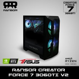 RANSOR Creator Force 7 3060TI Edition V2: AMD Ryzen 7 5800X, NVIDIA GeForce RTX 3060TI 8GB OC, 16 GB DDR4 RAM, 1TB SSD, 1TB HDD, 700W Power Supply - 1 Year Warranty - RNSR-PC-CF5-PRO-3060TI-02
