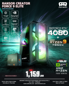 RANSOR Creator Force 9 Elite with RTX 4080: AMD Ryzen 9 7950X, NVIDIA GeForce RTX 4080 16GB, 32GB DDR5 RAM, 1 TB NVME SSD, 850W PSU-1 Year Warranty- RNSR-PC-F9-ELITE-4090-01
