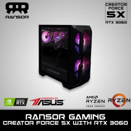 RANSOR Gaming Creator Force 5X with RTX 3060 - AMD Ryzen 5 5600X, NVIDIA GeForce RTX 3060 12GB OC, 500 GB SSD, 1TB HDD, 700W PSU - One Year Warranty - RNSR-PC-221-CRF5-3060-02