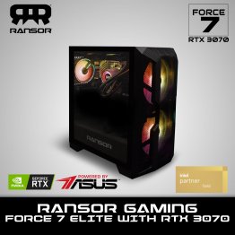 RANSOR Gaming Force 7 Elite with RTX 3070 WIFI IV: Intel Core I7-11700KF, NVIDIA GeForce RTX 3070 8GB, 32 GB DDR4 RAM, 1 TB NVME SSD, 2 TB HDD, 850W PSU, 1 Year Warranty
