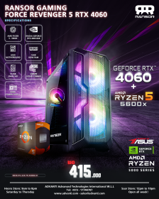 RANSOR Gaming Force Revenger 5 with RTX4060: AMD 5600X, NVIDIA GeForce RTX 4060 8GB,16GB DDR4 RAM,512GB NVME SSD,850W PSU-One Year Warranty-RNSR-PC-223-FR-54060-01