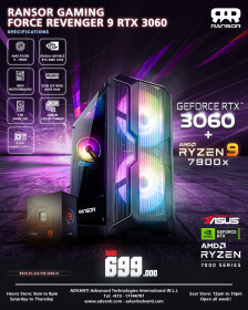 RANSOR Gaming Force Revenger 9 with RTX3060: AMD Ryzen™ 9 7900X, NVIDIA GeForce RTX 3060 12GB, 32GB DDR5 RAM, 1TB M.2 SSD, 850W PSU - One Year Warranty - RNSR-PC-223-FR9-3060-01