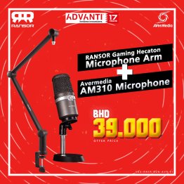 RANSOR Gaming Hecaton Microphone Arm with AVerMedia Plug & Play USB Microphone Ideal For Recording Live Streaming and Gaming - RNSR-BUN-AVR-01