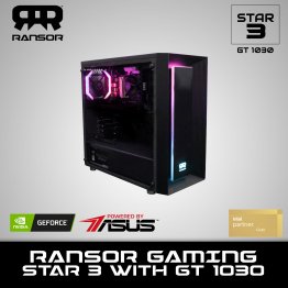 RANSOR Gaming STAR 3 with GT 1030 - INTEL I3-10105F, NVIDIA GeForce GT 1030 2GB, 8GB RAM, 500 GB SSD, 500W PSU - One Year Warranty