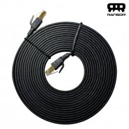 RANSOR® CAT8 5m/15ft Premium Flat Ethernet Cable - Black