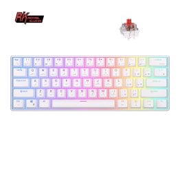 Royal Kludge RK61 Tri-Mode Wireless Mechanical Keyboard - White/Red - Red Switch - Eng/Ara Keys - RK61 TRI MODE WHT/RED