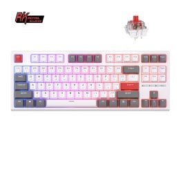 Royal Kludge RKR87 RGB 87 Keys Hot Swappable Mechanical Keyboard White/Red- Switch - Eng/Ara Keys - RK-R87-WHT/RED