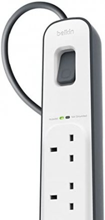 Belkin 4 Way 2m Surge Protection Strip with 2 x 2.4A Shared USB Charging-BL-SRG-4OT-2USBUK