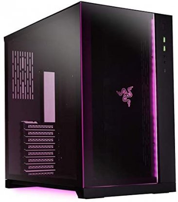 LIAN LI PC-O11 Dynamic Razer Edition Black Tempered Glass on the Front, and Left Side, Chassis Body SECC ATX Mid Tower Gaming Computer Case - PC-O11D Razer