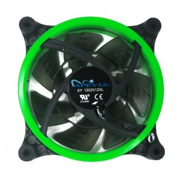 Apevia 312L-CGN 120mm Green LED Case Fan w/ Anti-Vibration Rubber Pads (3-pk)