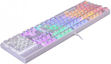 MOTOSPEED Wired Mechnical Keyboard Rainbow White Color With Blue Switch- MOTO CK107(6 Month Warranty)