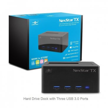 Vantec NexStar TX NST-D328S3H-BK USB 3.0 Hard Drive Dock w/ 3-Port Hub for 2.5 inch/3.5inch SATA 6Gbps SSD/HDD