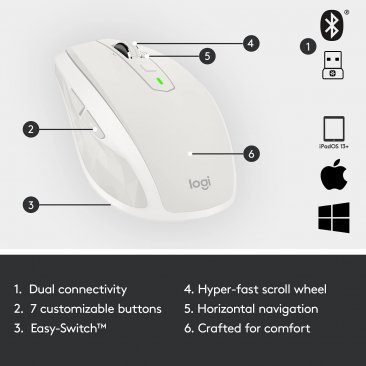Logitech MX Anywhere 2S Mouse Grey, Wireless - 910-005155