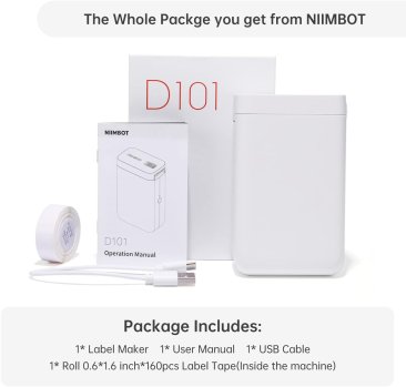 Niimbot D101 Thermal Label Portable Smart Sticker Printer - White - 28978-D101 - WHT