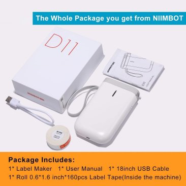 NIIMBOT Label Maker Machine D11 Label Printer Tape Included - White - 28978-D11A - WHT