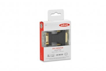 Ednet DVI adapter, DVI(24+5) - HD15 M/F, DVI-I dual link, bl, gold