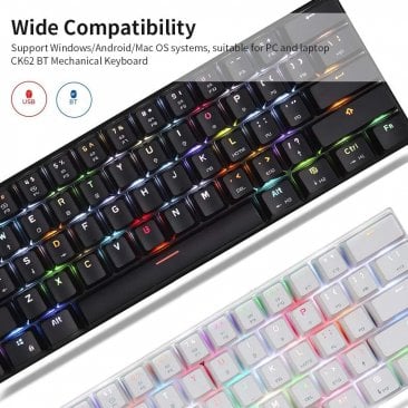 Motospeed CK62 Bluetooth Mechanical Keyboard RGB Black with Red switch with Arabic layout