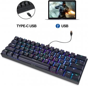Motospeed CK61 Wired Mechanical Keyboard RGB with Black-Red Switch with Arabic Layout - 6 months warranty