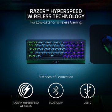 Razer BlackWidow V3 Mini HyperSpeed - Phantom Edition - Wireless Mechanical Gaming Keyboard, Green Mechanical Switches - RZ03-03892000-R3M1