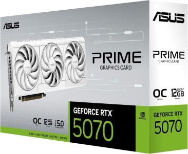 Asus PRIME GeForce RTX 5070 12GB GDDR7 OC Edition Graphics Card - White - 90YV0M19-M0NA00