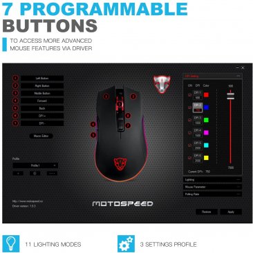 MOTOSPEED V70 BLACK Wired Gaming Mouse