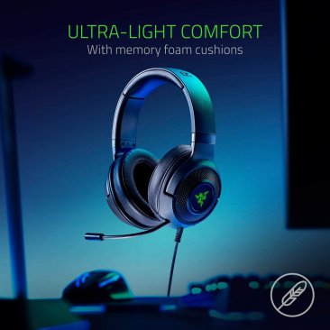 Razer Kraken X USB Ultralight Gaming Headset: 7.1 Surround Sound - Lightweight Frame - Green Logo Lighting