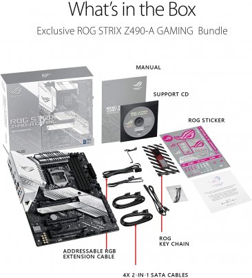 ASUS ROG Strix Z490-A Gaming Z490 LGA 1200 (Intel 10th Gen) ATX White Scheme Gaming Motherboard (12 + 2 Power Stages, DDR4 4600, Intel 2.5 Gb Ethernet, USB 3.2 Gen 2, Aura Sync)