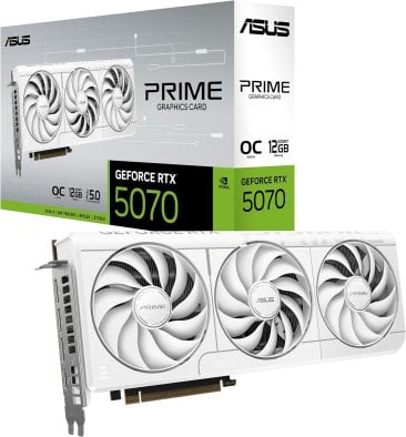 Asus PRIME GeForce RTX 5070 12GB GDDR7 OC Edition Graphics Card - White - 90YV0M19-M0NA00