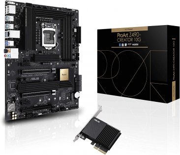 ASUS ProART Z490-CREATOR 10G LGA 1200 Intel Z490 SATA 6Gb/s ATX Intel Motherboard (12+2 Power Stages, DDR4 4600, 10G LAN Card, 2.5G Intel LAN, Thunderbolt 3 Type-C, M.2, USB 3.2 Gen 2)