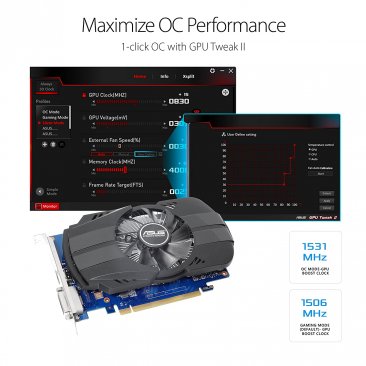 ASUS Phoenix GeForce GT 1030 OC, PH-GT1030-O2G, 2GB GDDR5, DVI, HDMI (90YV0AU0-M0NA00)