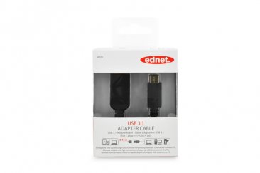 Ednet USB Type-C adapter cable, OTG, type C to A M/F, 0,15m, Super Speed, bl - 84320