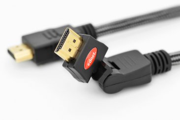 Ednet HDMI High Speed connection cable, type A, rotating M/M, 2.0m, w/Ethernet, Ultra-HD - 84493