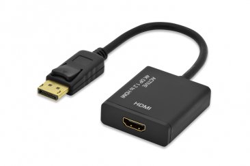 Ednet Display Port adapter cable, DP - HDMI type A M/F, 0.2m, w/interlock, 4K, active converter - 84517