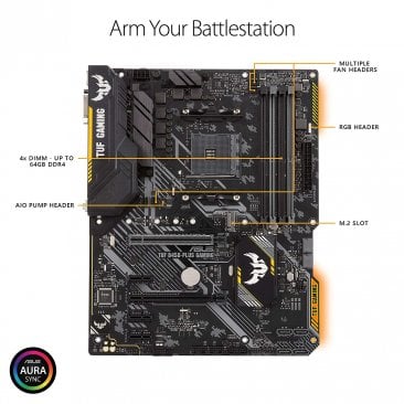 Asus TUF B450-Plus Gaming Motherboard (ATX) AMD Ryzen 2 AM4 DDR4 HDMI DVI M.2