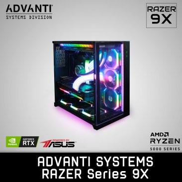 ADVANTI System RAZER Series 9X: AMD 5950X, NVIDIA GeForce RTX 3090 OC 24GB, 32 GB DDR4 RAM, 1TB M.2 SSD, 2TB SDD, 1200W Power Supply - 1 Year Warranty - ADVSYS Z21783