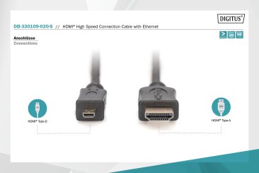 DIGITUS HDMI High Speed connection cable, type D-A - DB-330109-020-S