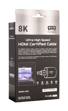 RANSOR Ultra High Speed 8K HDMI 2.1 Certified Cable- RNSR-CBL-H21183