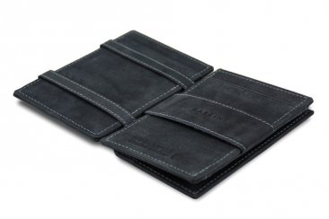Garzini Magic Coin Wallet RFID Leather Essenziale Hold Up to 10 Cards - Carbon Black