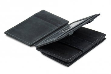 Garzini Magic Coins and ID Window Wallet RFID Leather Hold Up to 17 Card - Carbon Black